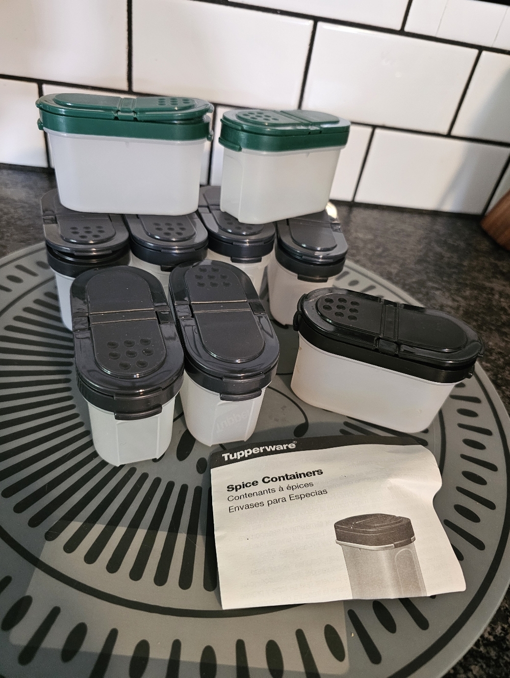 Tupperware Modular Mates Spice Containers Mixed Colors Green Black Gray Storage